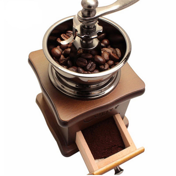 Retro Stainless Multifunction Manual Coffee Bean Grinder Wooden Nut Mill Hand Grinding Tool