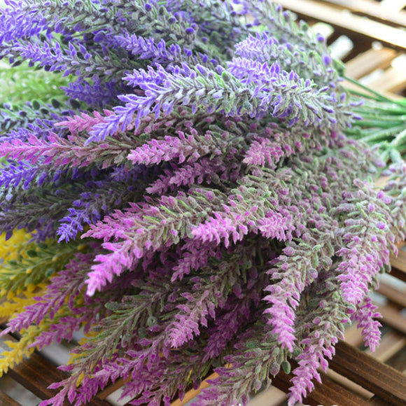 1PCS 25 Heads Romatic Artificial Fake Silk Lavender Flowers Wedding Home Decorative