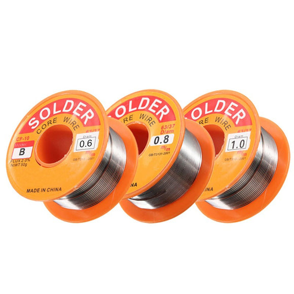 0.5/0.6/0.8/1.0mm 63/37 FLUX 2.0% 45FT Tin Lead Tin Wire Melt Rosin Core Solder Soldering Wire Roll