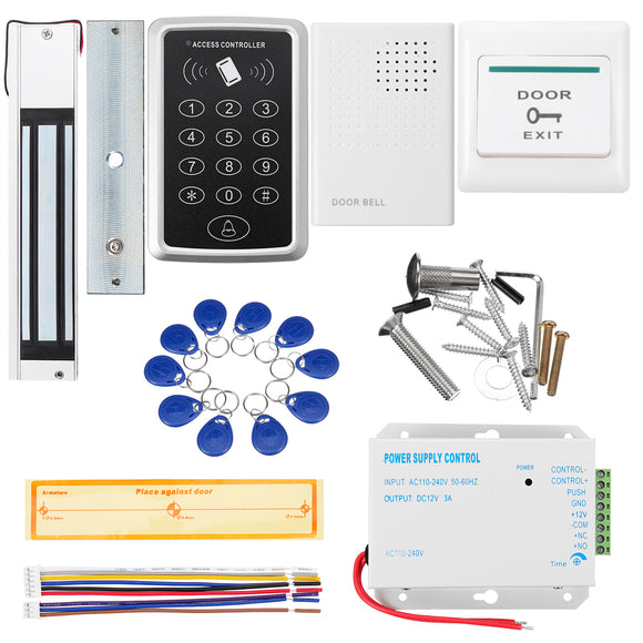 Door Access Control Touchpad Password Magnetic Lock DC 12V Power Supply Kit