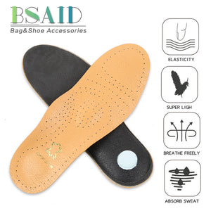 Premium Leather Orthopedic Insole Antibacterial Active Carbon for Flat Foot Arch Support Foot Care Shoe Pad for Men Women