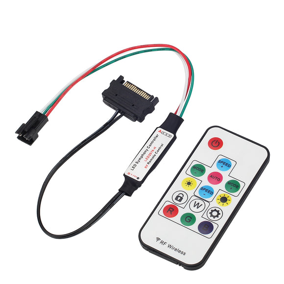 DC12V 15pin SATA Male Connector LED Strip Controller for WS2811 With 14Key RF Remote Control