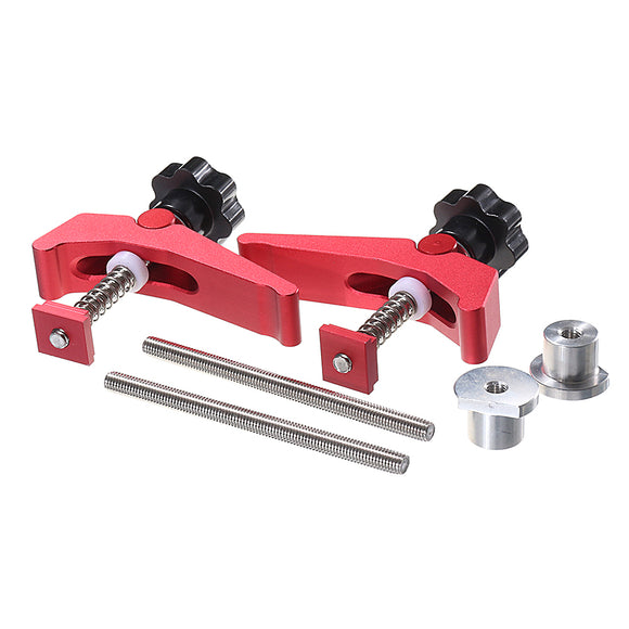 2pcs Aluminum Alloy Quick Acting Hold Down Clamp T-Slot T-Track Clamp Set with Metal Box Woodworking Tool