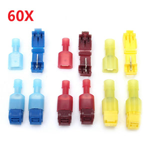 Excellway TC01 60pcs T-Tap Male Female Insulated Wire Quick Splice Terminal Connectors Set