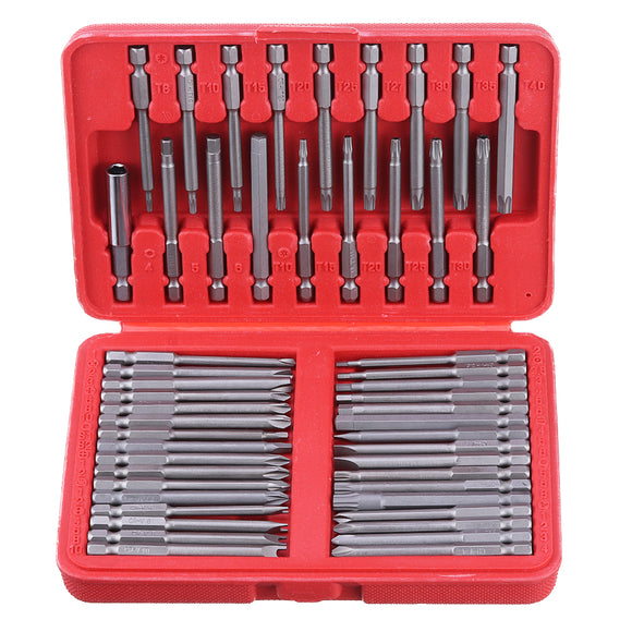 Drillpro 50Pcs Screwdriver Bits Extra Long Reach Bit Set Torx Star Hex Spline Multi-purpose Screw Head for Electric Screwdriver