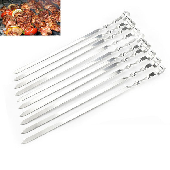 6Pcs 45cm BBQ Barbecue Skewer Flat Metal Cooking Grilling Kabob Kebab Skewers Sticks