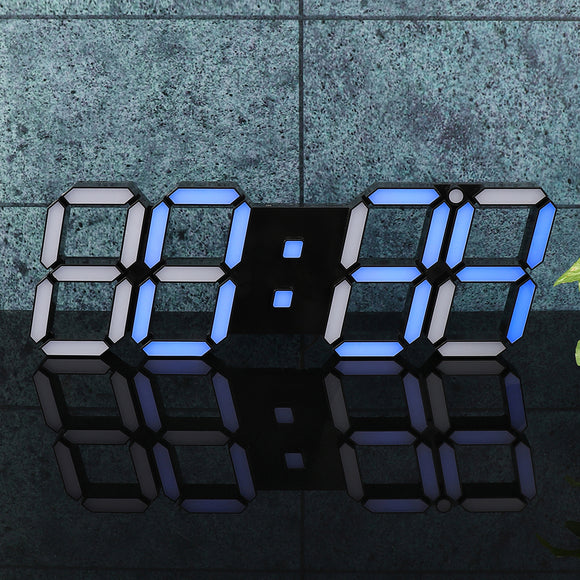 39132.2cm 3D Digital LED Wall Clock Alarm Watch Temperature Modern USB Remote Control