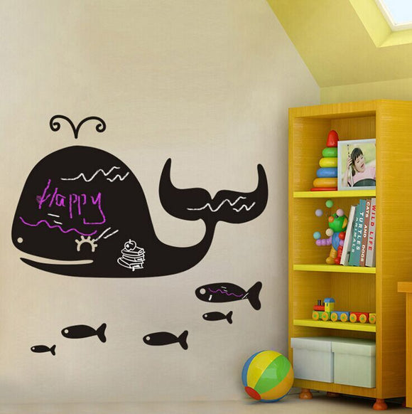 Cartoon Whale Chalkboard Stickers DIY Removable Wall Decor Stickers Kids Room Nursery Home Decor