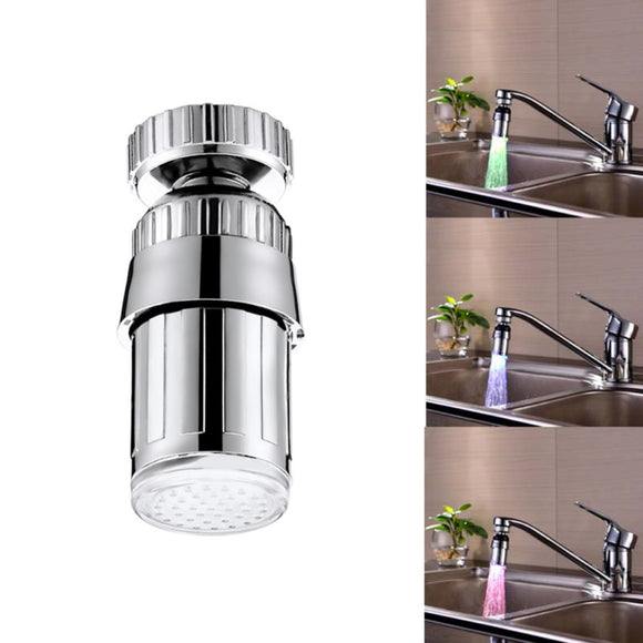 Bathroom 360 Degree Rotation Glowing 3 Changing Colors LED Light Temperature  Faucet
