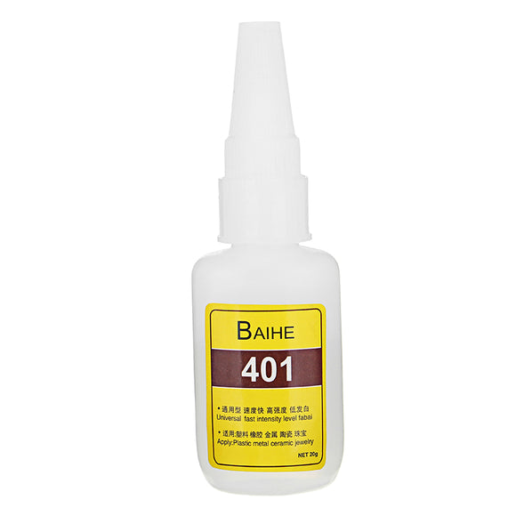 401 High Strength Quick Drying Low Bloom Plastic Instant Adhesive Glue DIY Crafts 20g