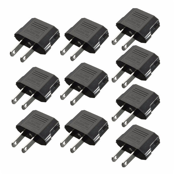 10 Pcs EU to US Travel Charger Adapter Wall Power Plug Outlet Converter