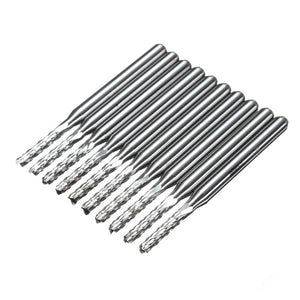 Drillpro DB-M10 10pcs 3.175x2mm Carbide End Mill Engraving Bits for CNC PCB Machinery Rotary Burrs