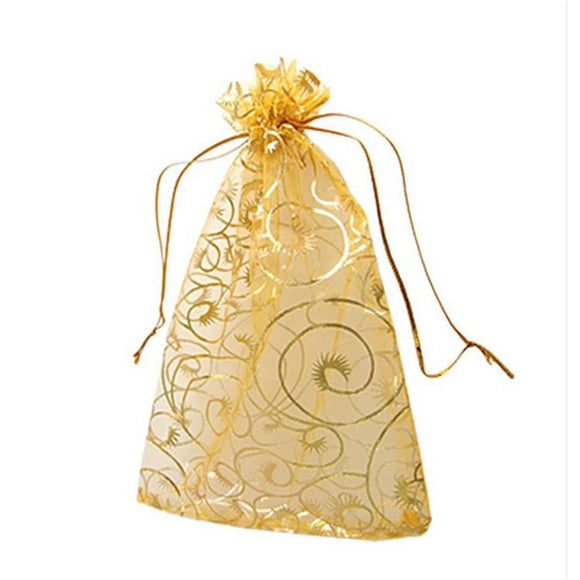 100pcs 9*12 Champagne Drawstring Bags Bronzing Birthday Wedding Party Gift Candy Pouch