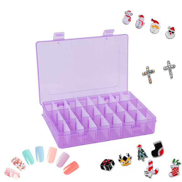 Adjustable 24 Grids Plastic Clear Case Box Parts Storage Box