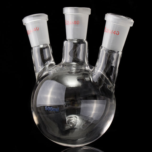 24/40 500ml 3 Neck Round Bottom Flask Bottle Lab Glassware Borosilicate