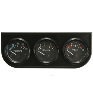 2 inch 52mm Electronic 3 Gauge Kit Water Temp Oil Pressure Volt With 3 Hole Bracket