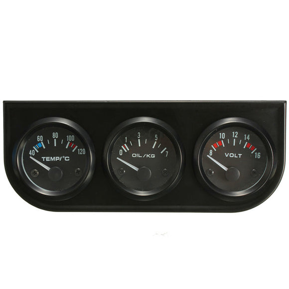 2 inch 52mm Electronic 3 Gauge Kit Water Temp Oil Pressure Volt With 3 Hole Bracket