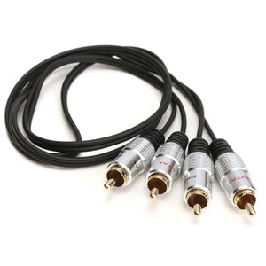 2pcs 3.5mm Aluminum Double Head RCA Audio Cable 100mm