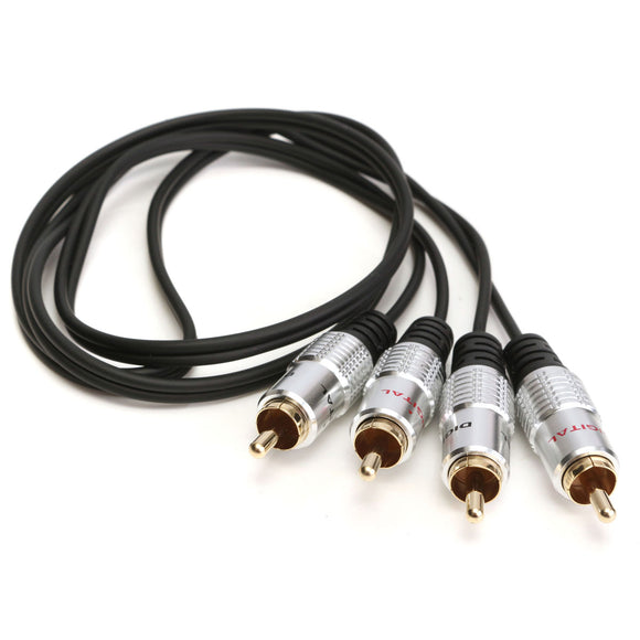 2pcs 3.5mm Aluminum Double Head RCA Audio Cable 100mm
