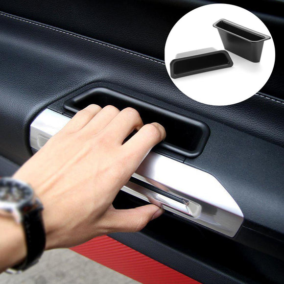 Pair Plastic Interior Side Door Armrest Handle Storage Box Holder for Ford Mustang 2015-2017