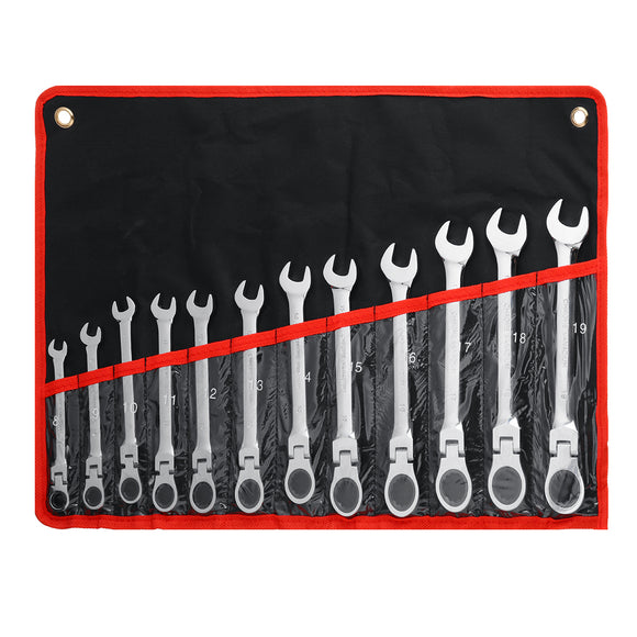 12Pcs Combination Ratchet Wrench with Flexible Head Car Repair Tools Hand Tool Set