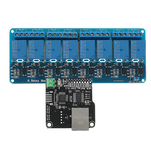 Ethernet Control Module With 8 CHs Relay Board For Arduino LAN WAN WEB Server RJ45 Android iOS