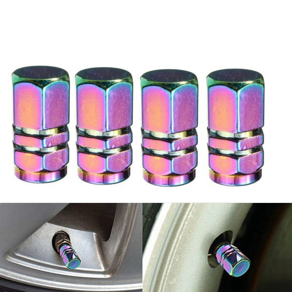 4pcs Hexagon Aluminum Tire Valve Cover Tyre Cap For Car Motorcycle Bike