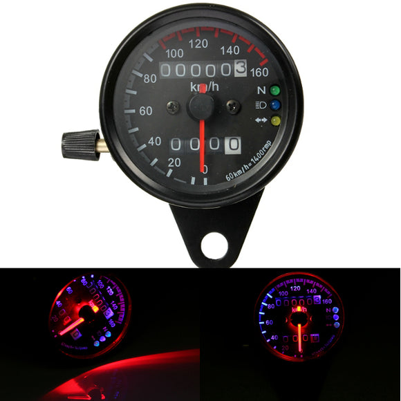 Universal Motorcycle Dual LED Backlight Signal Odometer Mileage Speedometer Gauge