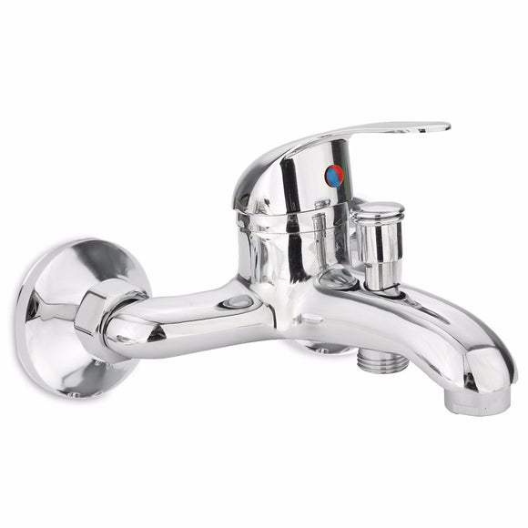 Chrome Bathroom Mixer Faucet Tap Bathtub Shower Head Hot Cold Mixing Vavle Knob Spout Wall Mount