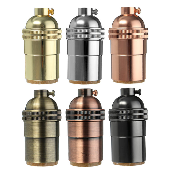 E26 E27 Retro Solid Brass Light Socket Keyless Vintage Industrial Lamp Holder Base AC110-250V