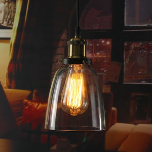 Vintage Industrial Retro Loft Glass E27 Ceiling Lampshade Pendant Light