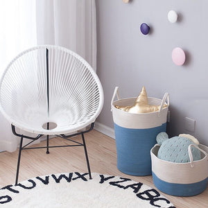 Cotton Rope Storage Basket Baby Laundry Basket Woven Baskets with Handle Bag