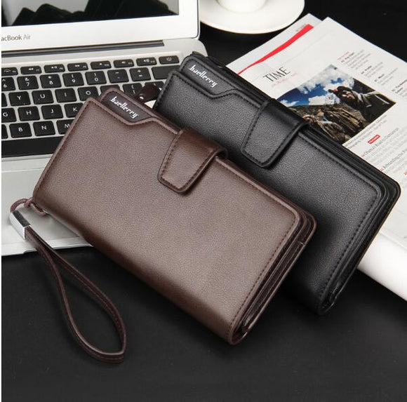 Baellerry Men Business Leather Long Wallet Bag ID Credit SIM Card Holder For iPhone Samsung