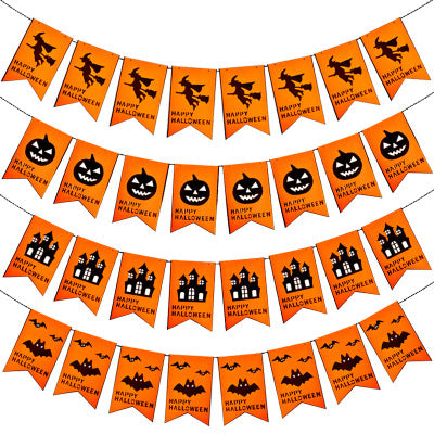 1 Set Halloween Hanging Holiday Party Decoration Ornaments DIY Pull Flag Castle Pumpkin Bat Witch