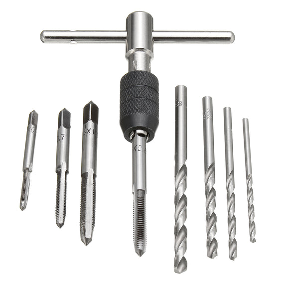Drillpro T Handle Screw Tap Wrench with M3-M6 Taps and Drills