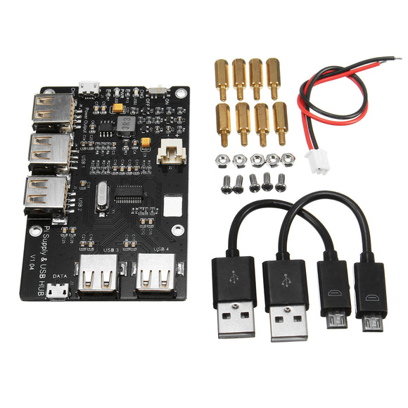 USB2.0 Output Ports Electronic Components Pi Supply & USB HUB Expansion Board For Raspberry Pi