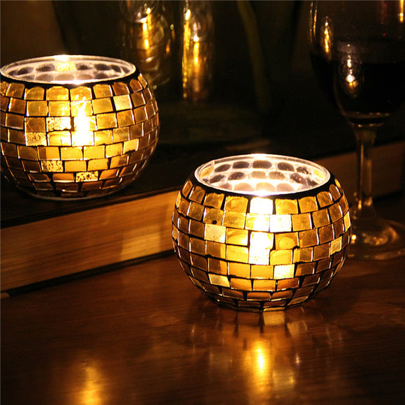 Handicraft Mosaic Glass Colors Strip Candle Stick Candle Holder Candelabra Home Decor Gift