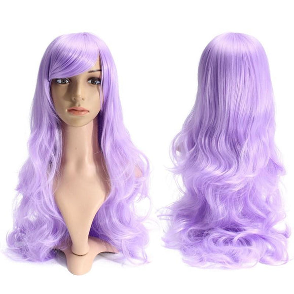 Light Purple Cosplay Harajuku Long Wavy Wig Women Anime Curly Wigs 80cm