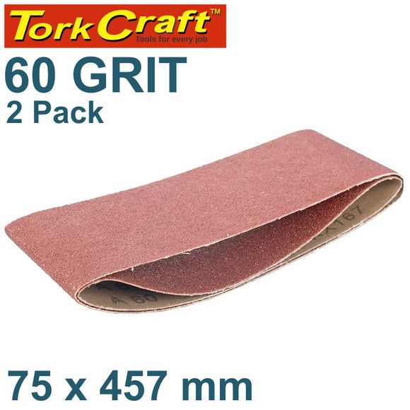 SANDING BELT 75 X 457MM 60GRIT 2/PACK