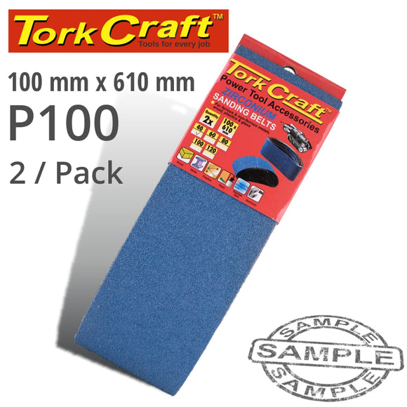 SANDING BELT ZIRCONIUM 100 X 610MM 100GRIT 2/PACK