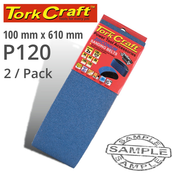 SANDING BELT ZIRCONIUM 100 X 610MM 120GRIT 2/PACK