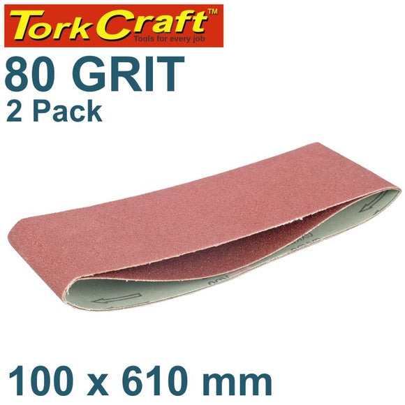 SANDING BELT 100 X 610MM 80GRIT 2/PACK