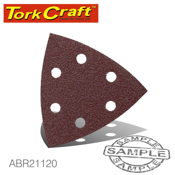 SANDING TRIANGLE SHEET 120GRIT 94X94X94MM 5/PACK W/HOLES HOOK & LOOP