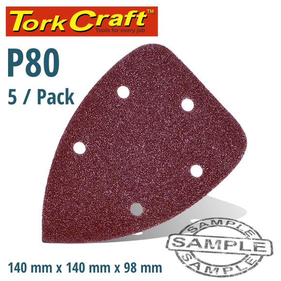 SANDING TRIANGLE 80 GRIT 140 X 140 X 98MM 5/PACK W/H HOOK AND LOOP