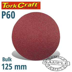 SANDING DISC 125MM NO HOLE 60 GRIT BULK HOOK AND LOOP