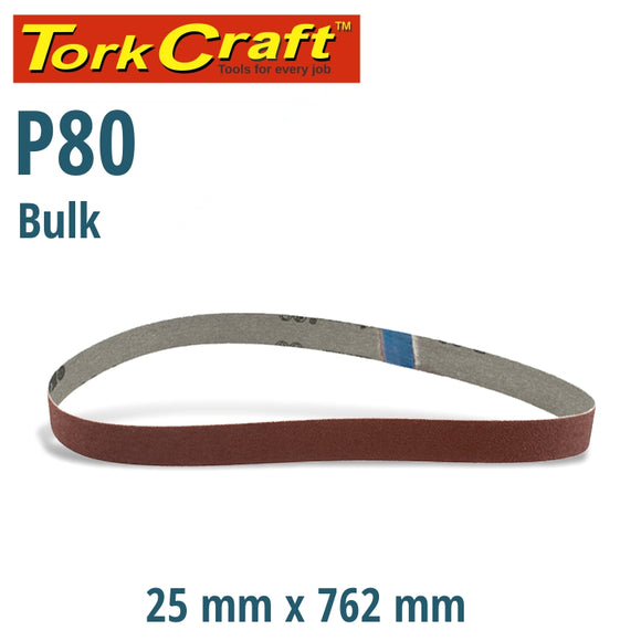 SANDING BELT 25 X 762MM 80GRIT BULK