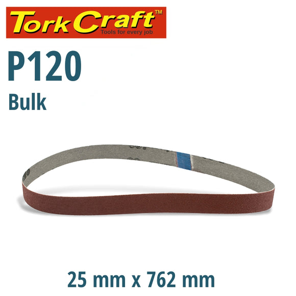 SANDING BELT 25 X 762MM 120GRIT BULK