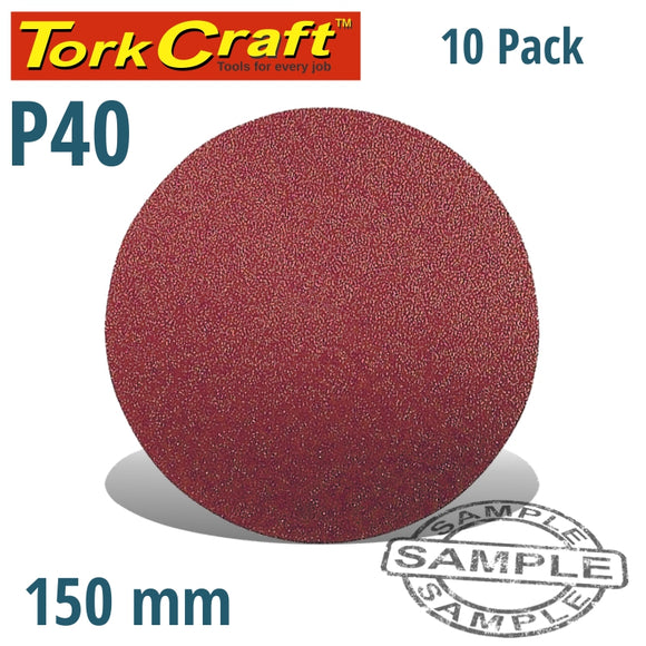 SANDING DISC 150MM 40 GRIT 10/PK HOOK AND LOOP