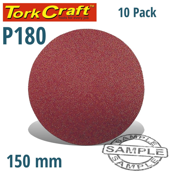 SANDING DISC 150MM 180 GRIT 10/PK HOOK AND LOOP