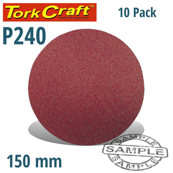 SANDING DISC 150MM 240 GRIT 10/PK HOOK AND LOOP